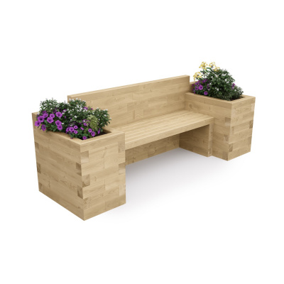 Banc de jardin et 2 jardinières intégrées / 240 x 75 x 85 cm