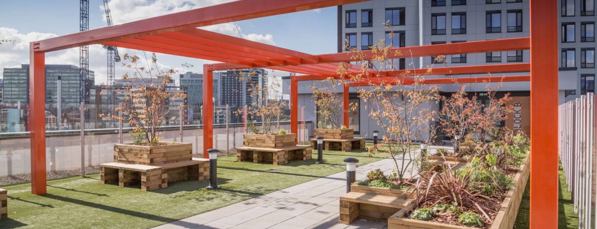 Rooftop planters with seating